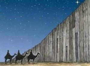 3 wise men and bethlehem wall cropped